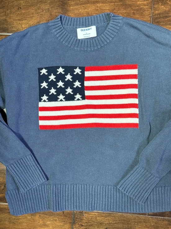 Old Navy Sweaters - Old Navy Women’s USA Flag Blue Crewneck Sweater size small